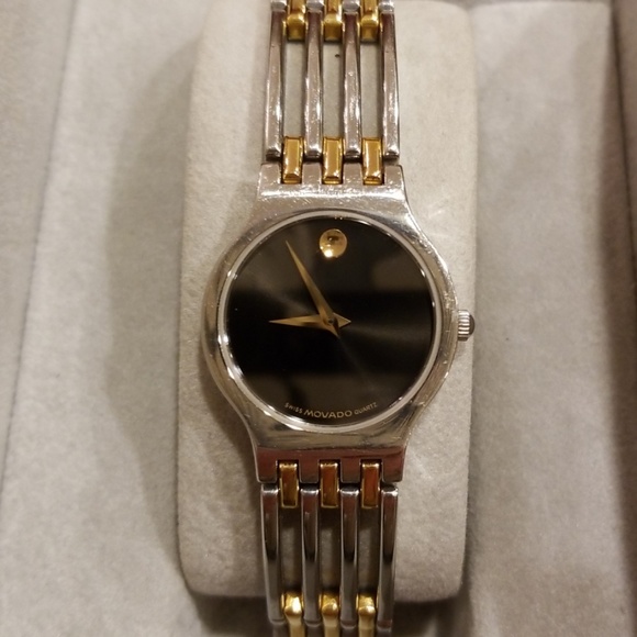 movado black museum watch